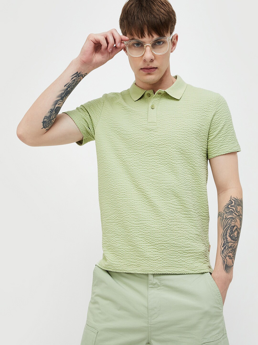 

Forca by Lifestyle Men Solid Polo Collar T-shirt, Olive