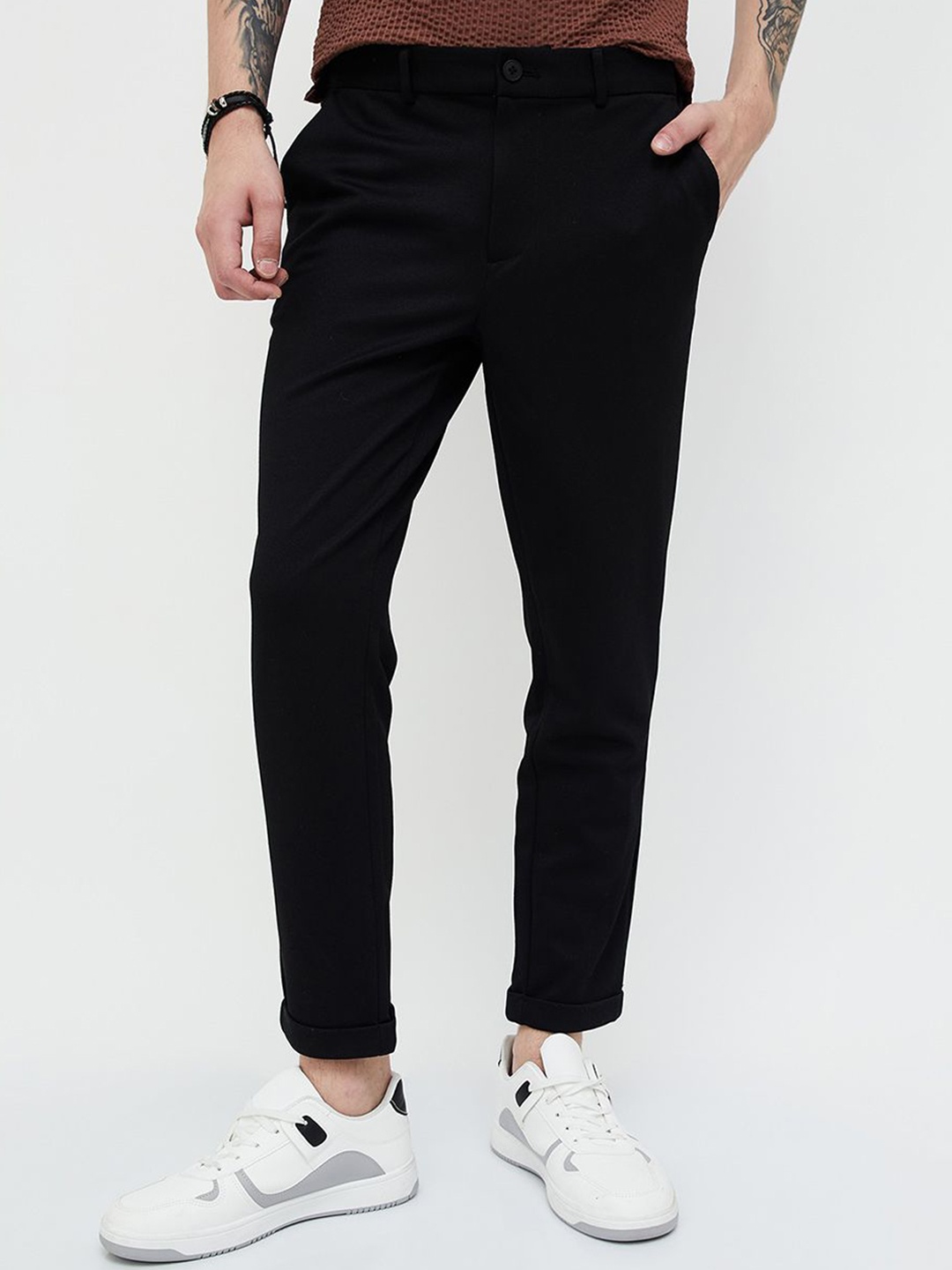 

Forca by Lifestyle Men Solid Regular Fit Trousers, Black