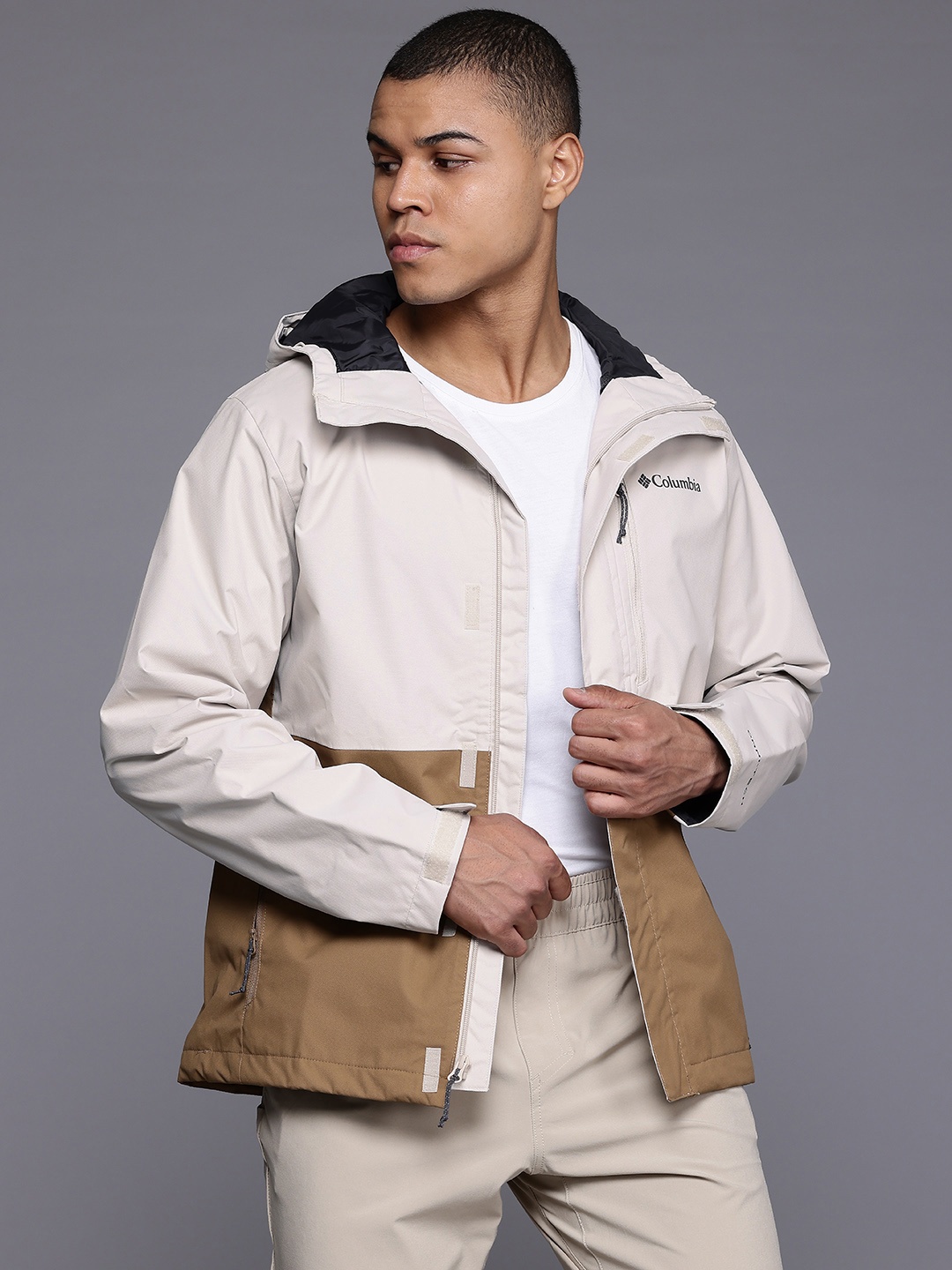 

Columbia Colorblocked Hikebound Rain Jacket, Beige