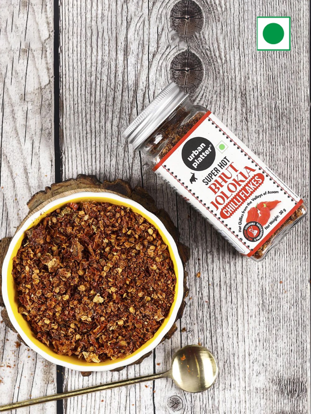 

URBAN PLATTER Bhut Jolokia Flakes Stocks & Seasoning-30g, Red