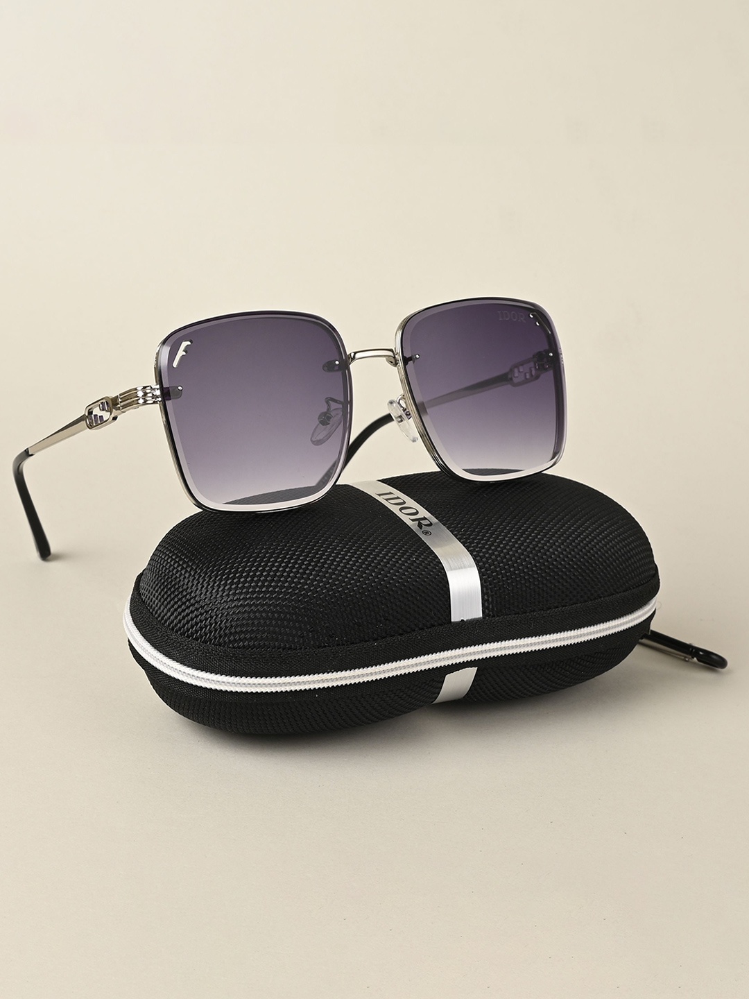 IDOR Unisex Square Sunglasses with UV Protected Lens IDOR-2479-GRY, Grey
