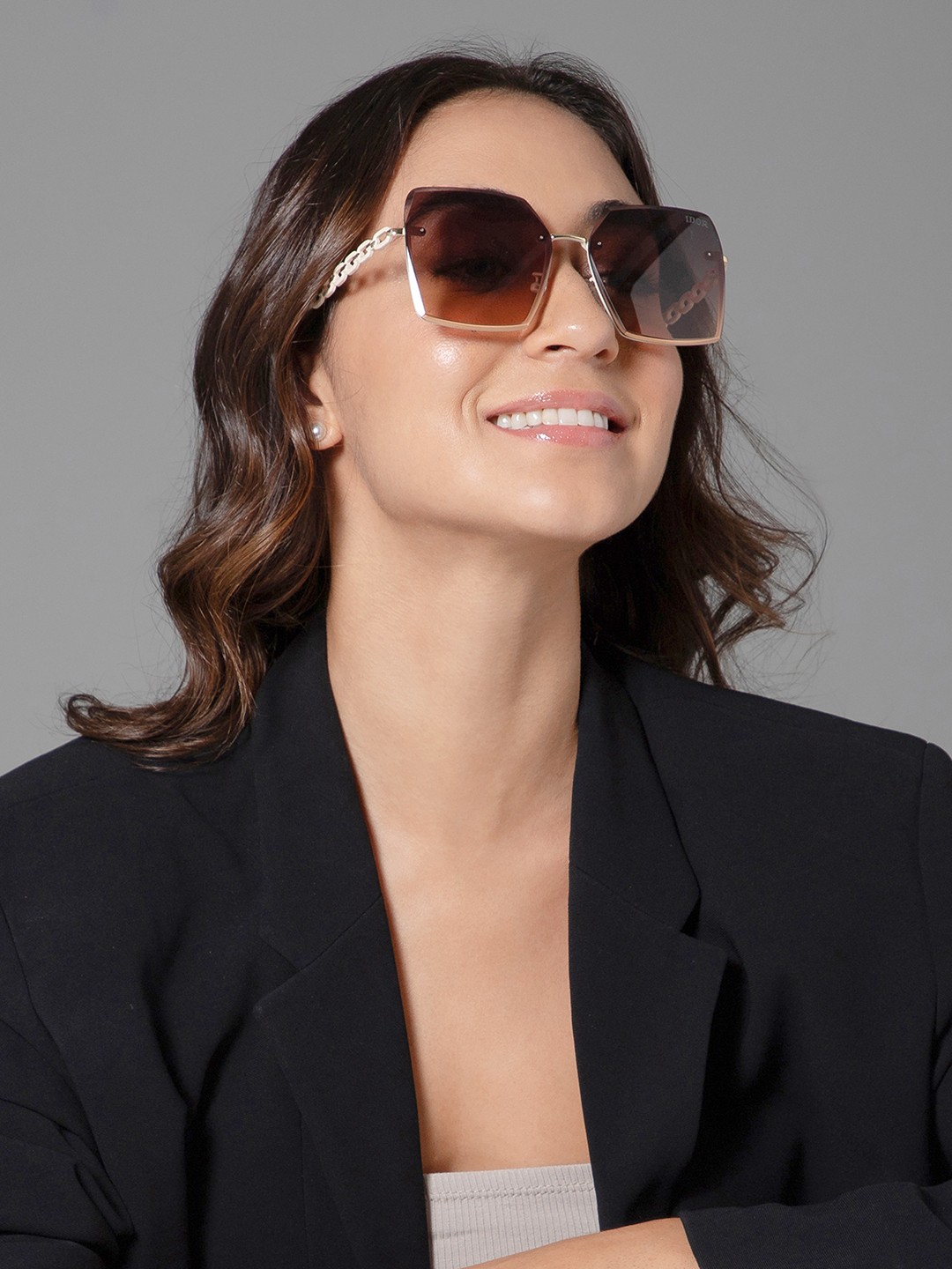 

IDOR Unisex Square Sunglasses with UV Protected Lens IDOR-2515, Brown