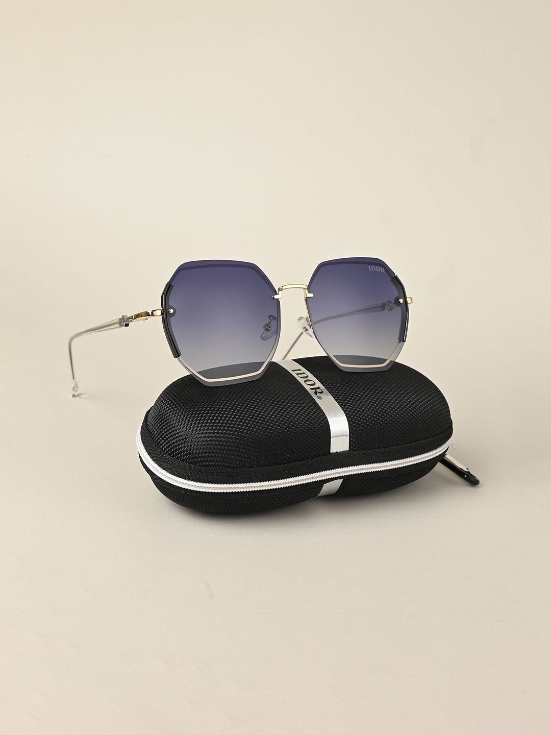 IDOR Unisex Oval Sunglasses with Polarised and UV Protected Lens IDOR-3072-BLU, Blue