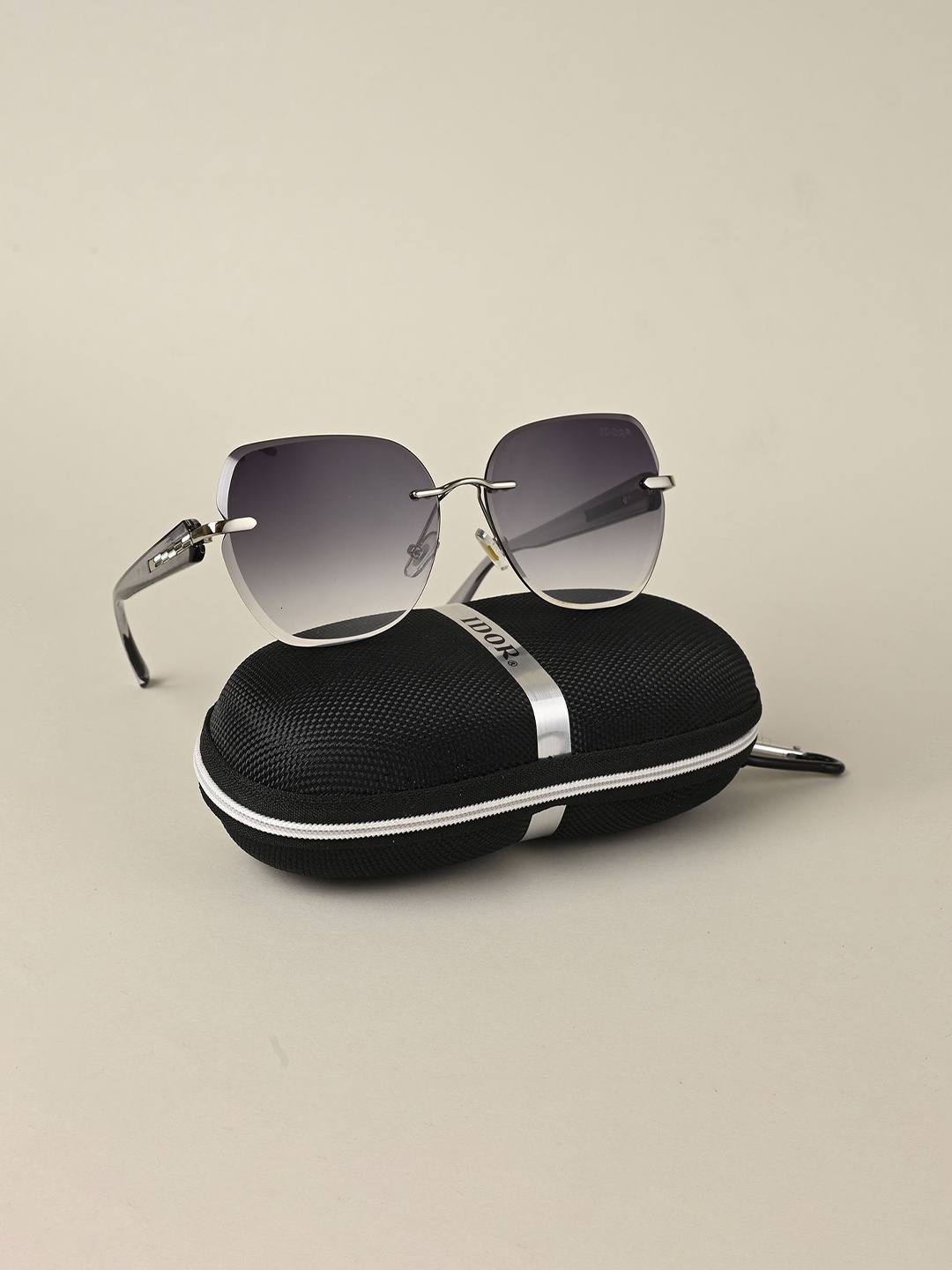IDOR Unisex Square Sunglasses with UV Protected Lens IDOR-52-GRY, Grey