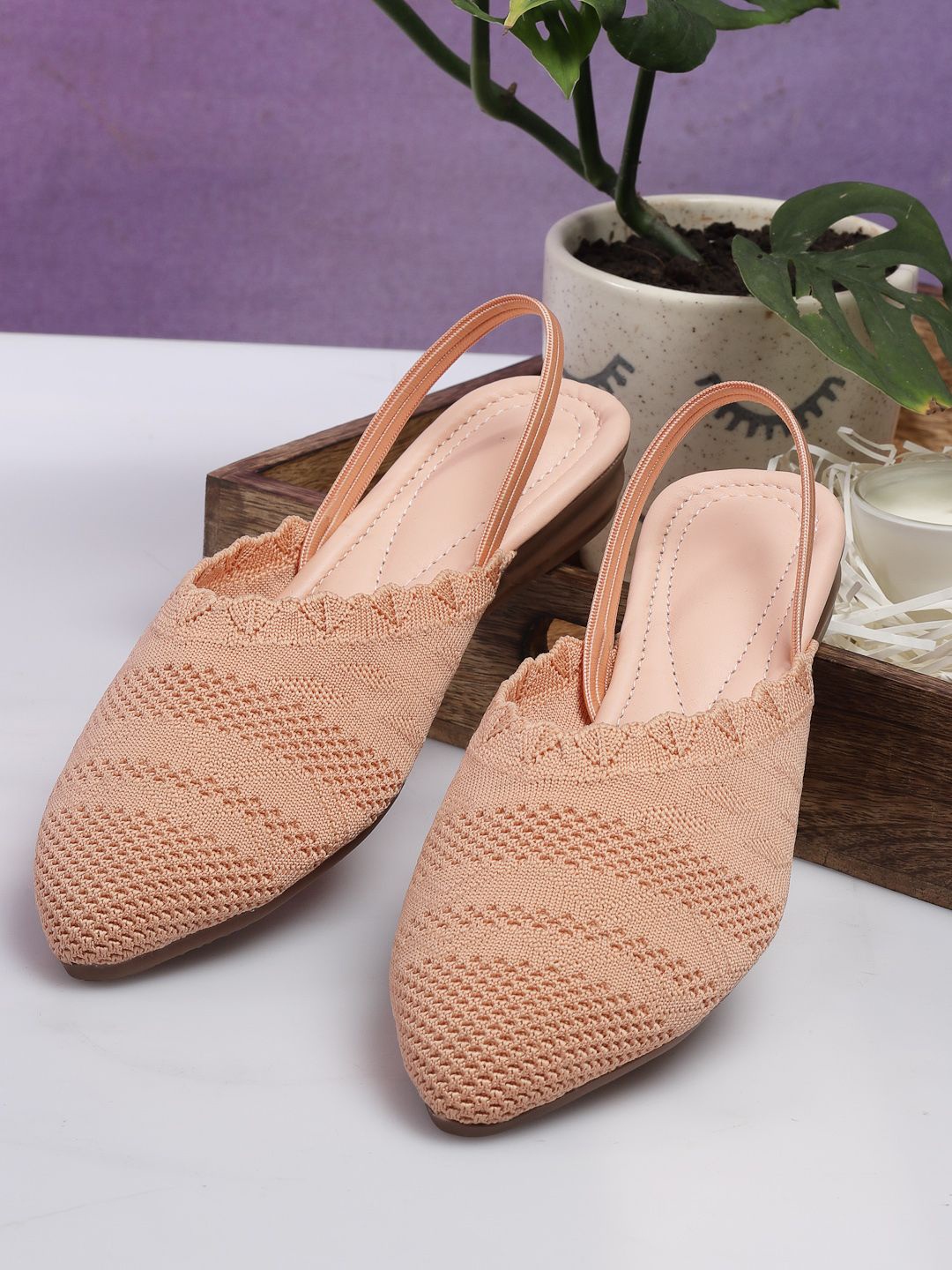 

DEAS Woven Design Pointed Toe Mules, Cream