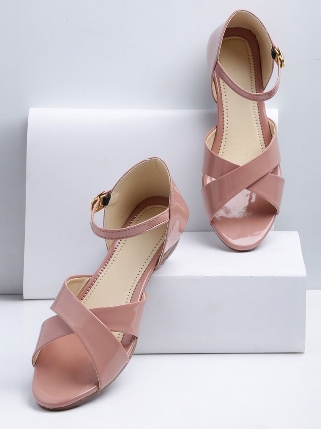 

DEAS Open Toe Flats With Backstrap, Pink