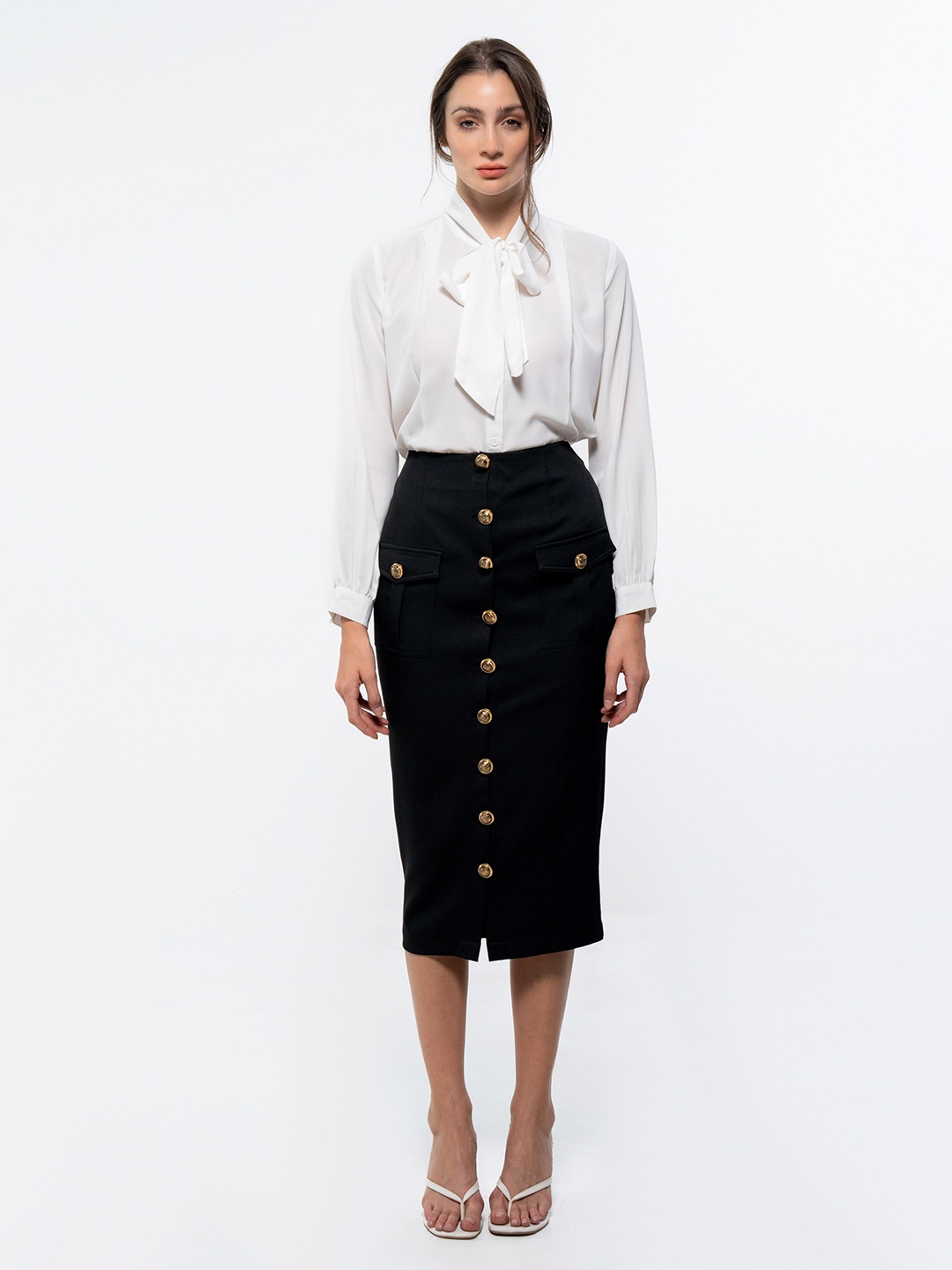 

SOTBELLA Women Solid Collarless Formal Shirt, White