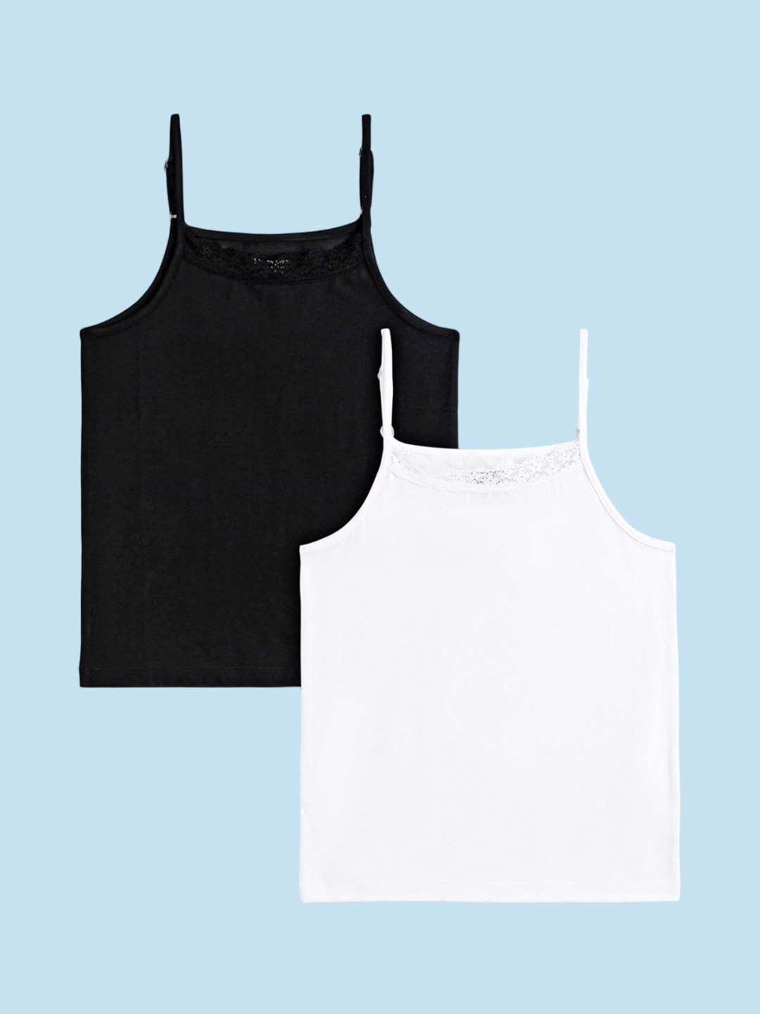 

Honeyhap Girls Pack of 2 Regular Straps Camisoles, White