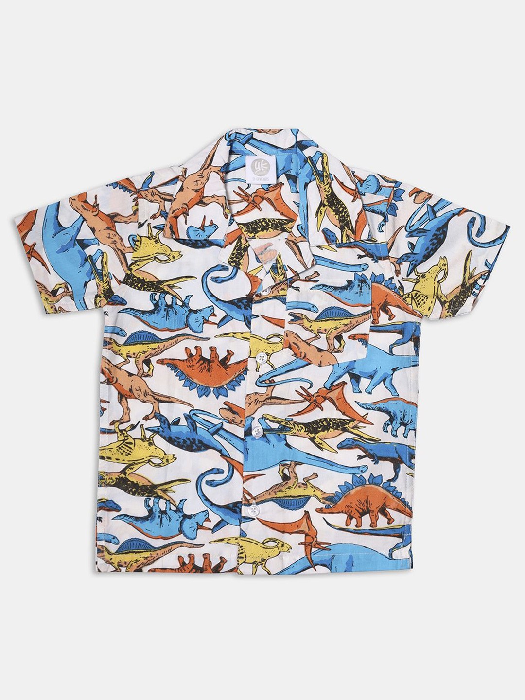 

YK Boys Animal Printed Short Sleeves Pure Cotton Shirt With Shorts, Blue