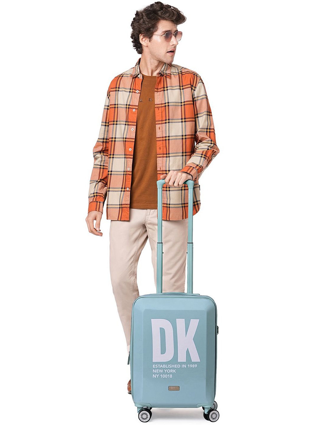 

DKNY BOLD Range Sea Foam 20" Cabin Hard Trolley Bag, Blue