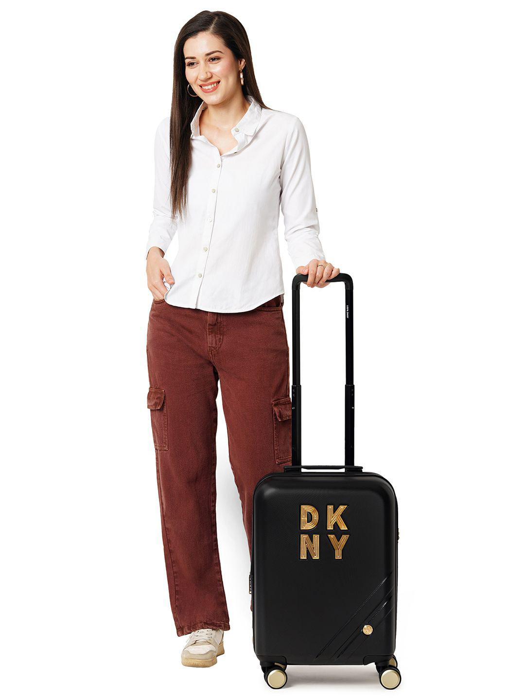 

DKNY Front Row Range Solid Hard 20" Cabin Luggage, Black