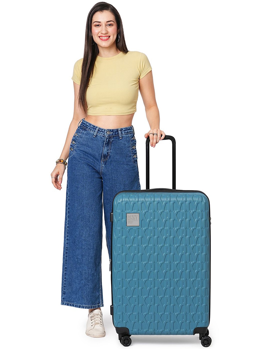 

DKNY Textured DNA Range Aqua Hard 28" Large Luggage, Blue