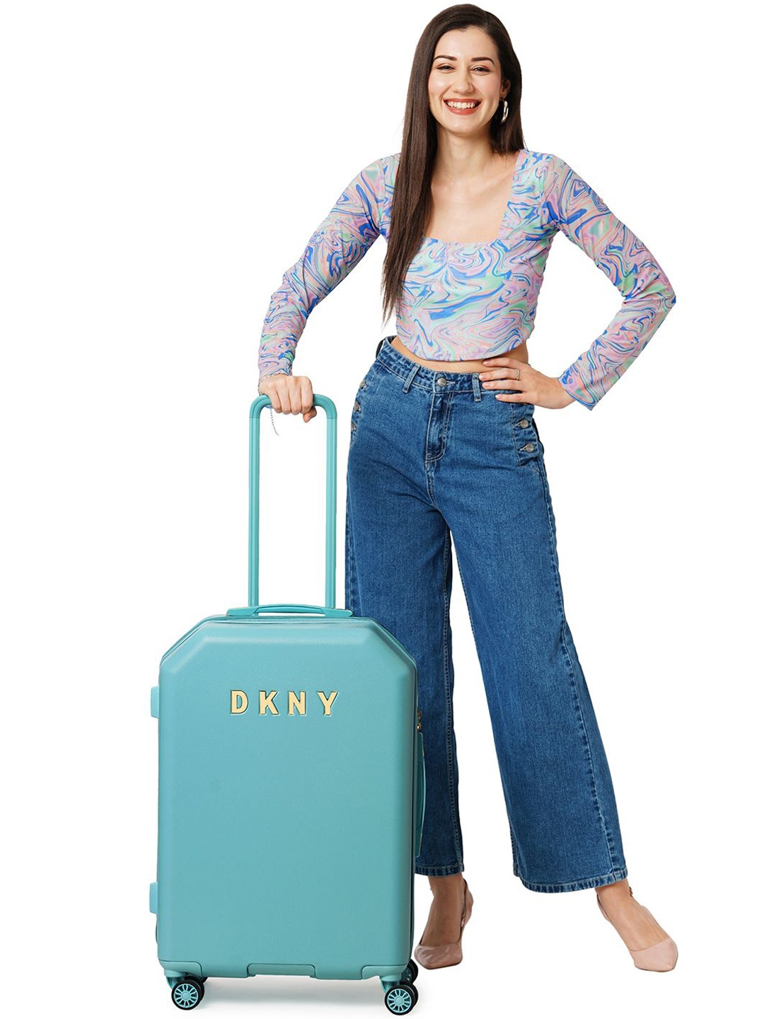 

DKNY Allure Range Solid Sea Foam Hard 24" Medium Luggage, Blue