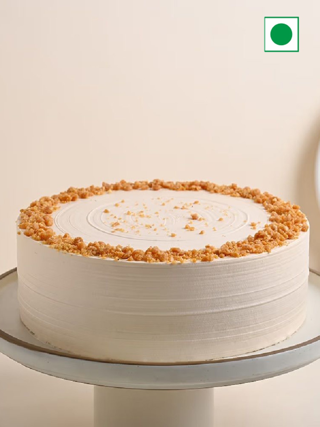 

Floweraura Butterscotch Flavor Eggless Round Cake-1 Kg, Off white