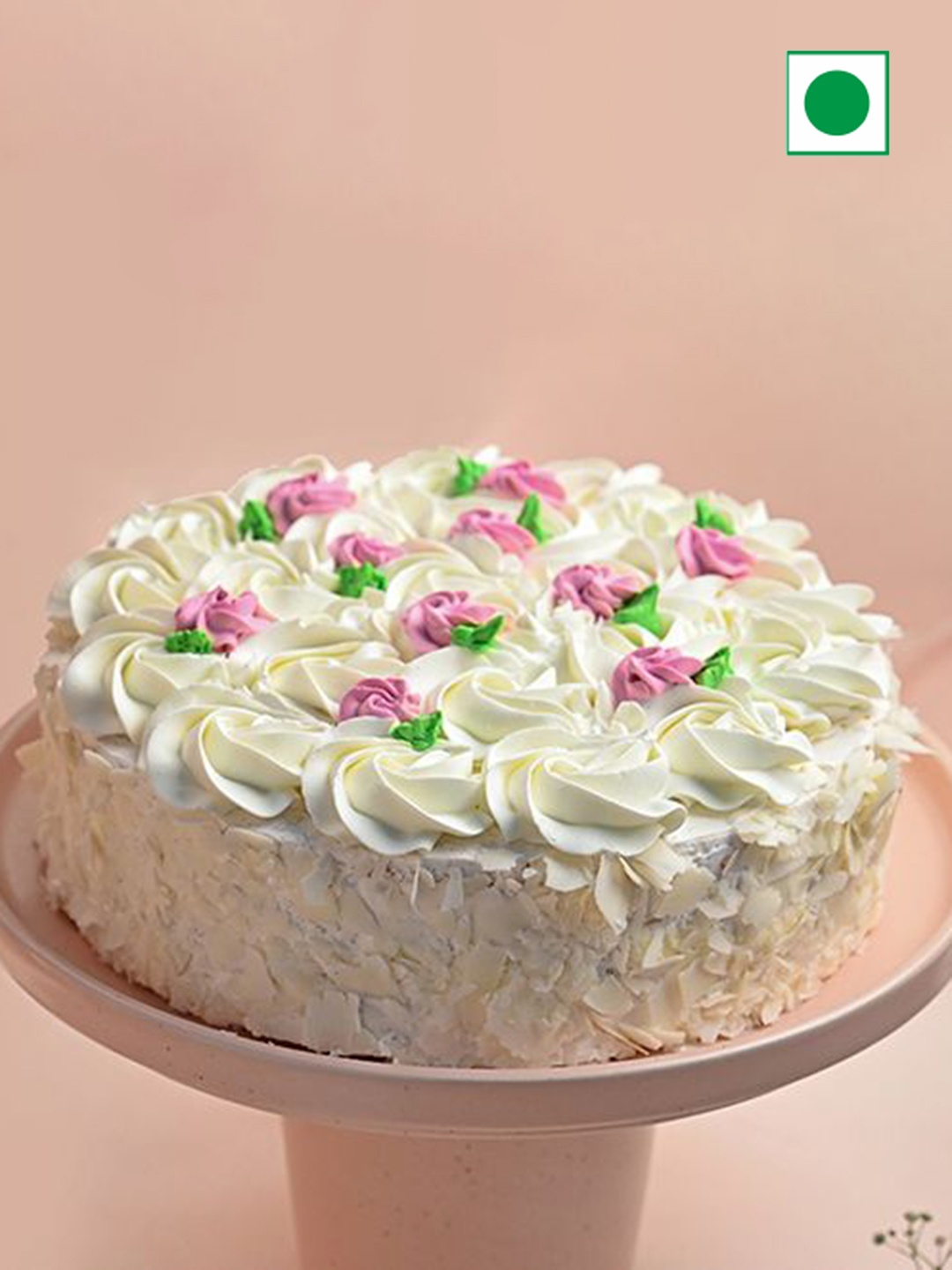 

Floweraura White Forest Flavour Eggless Round Cake - 1kg, Cream