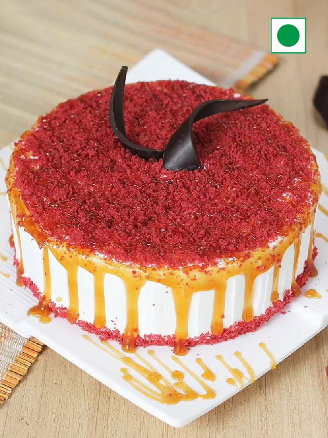 

Floweraura Round Shape Red Velvet Flavor Eggless Round Cake -1Kg