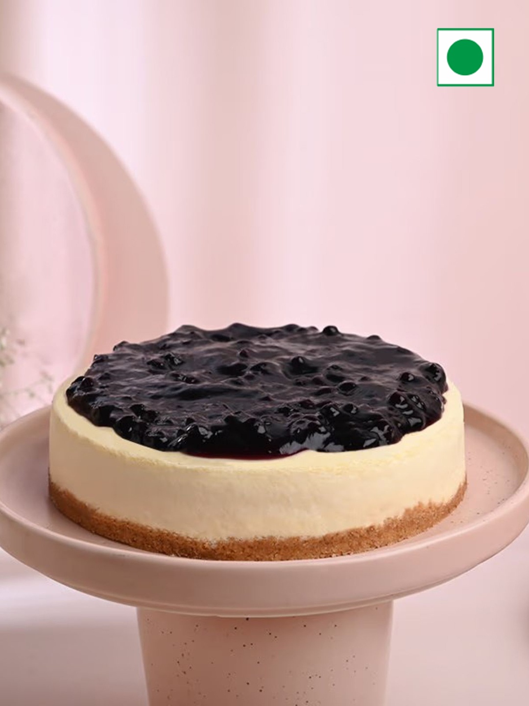 

Floweraura Round Shape Blueberry Cheese Flavor Eggless Cake - 500gm, Blue