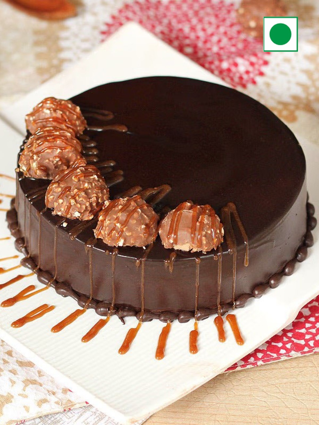 

Floweraura Chocolate Flavor Eggless Round Cake-1Kg, Black