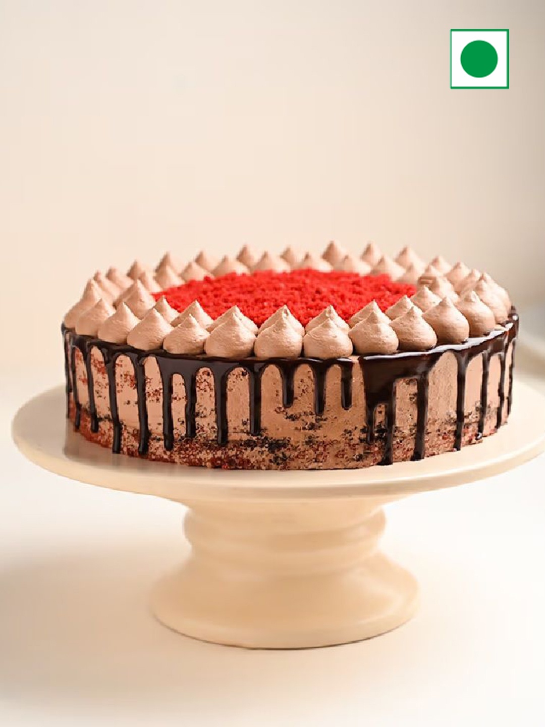 

Floweraura Round Shape Chocolate Flavor Eggless Round Cake -1Kg, Brown