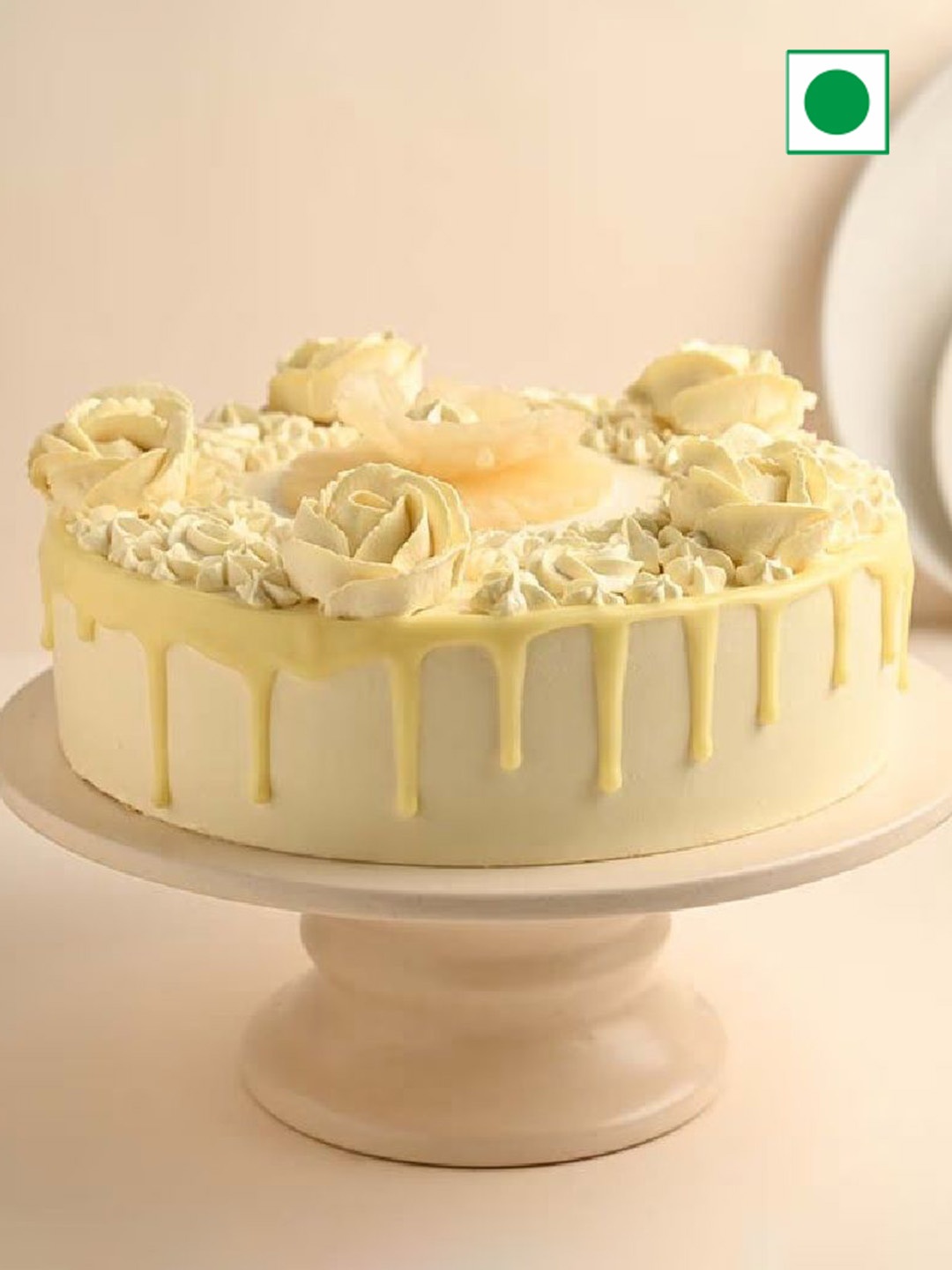 

Floweraura Round Shape Pineapple Flavor Eggless Cake - 500g, Cream