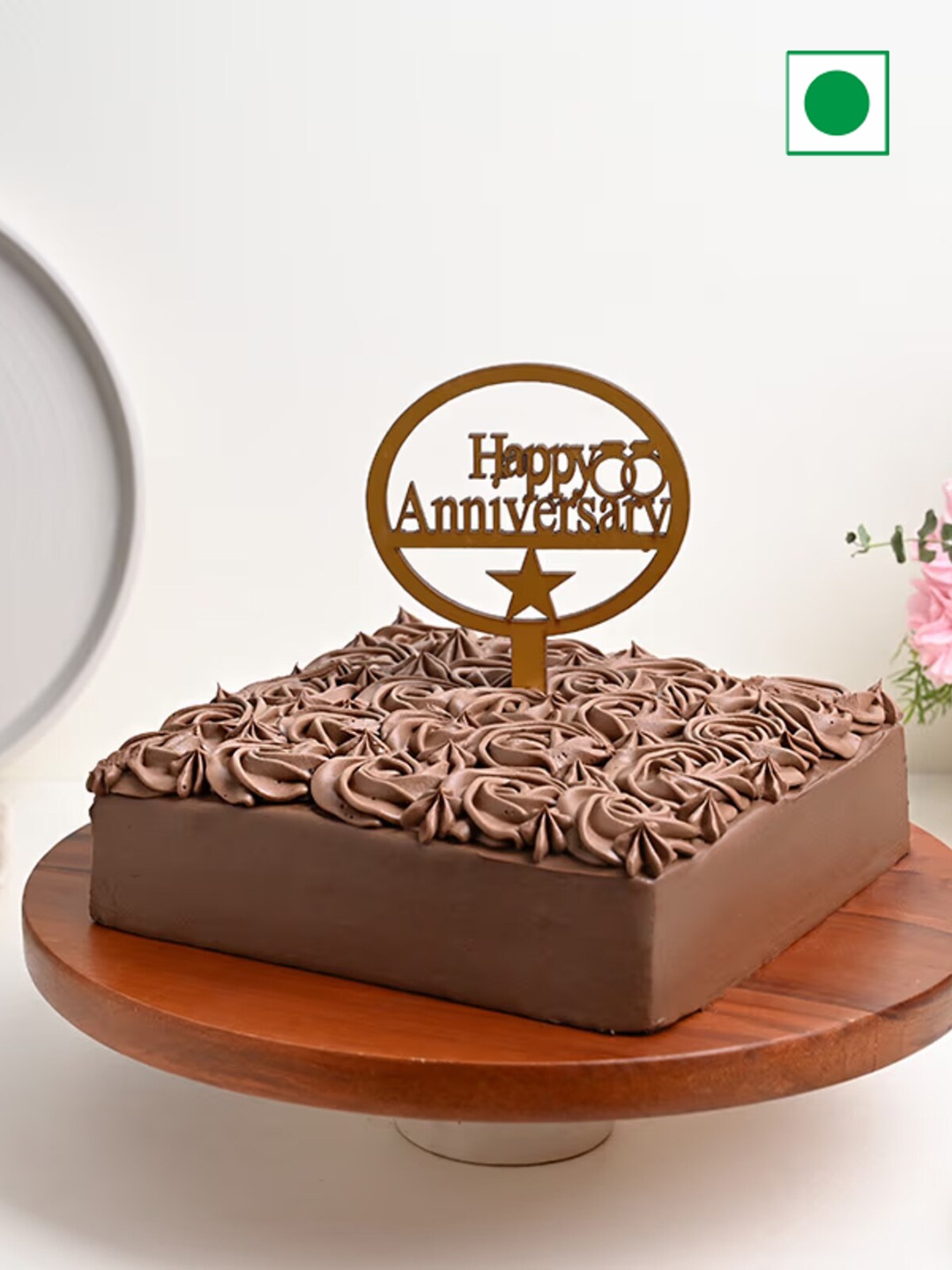 

Floweraura Square Shape Snickers Chocolate Flavor Eggless Cake- 1kg, Brown