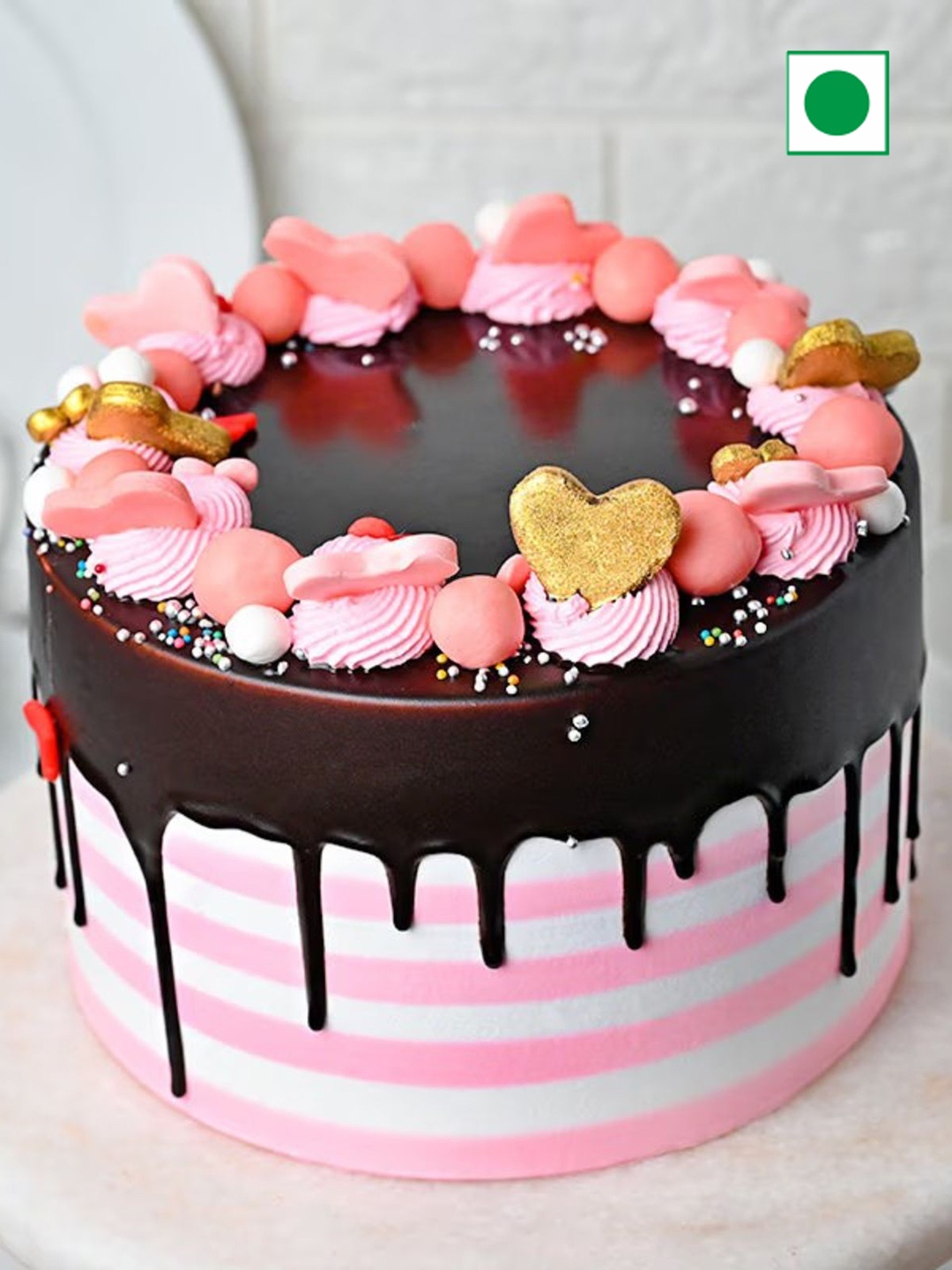 

Floweraura Chocolate Flavor Eggless Round Cake- 1Kg, Pink