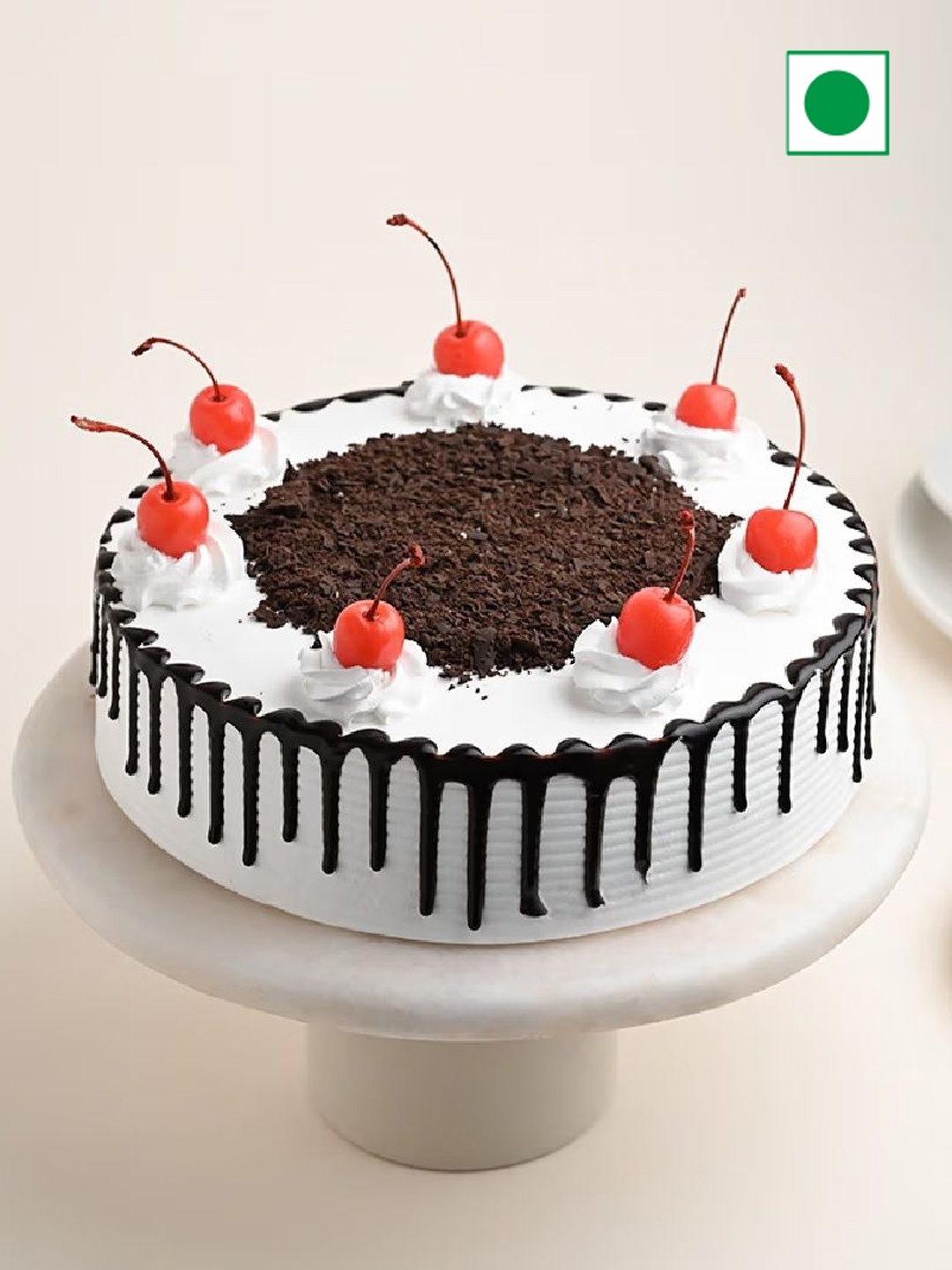 

Floweraura Black Forest Flavour Eggless Round Cake - 1kg