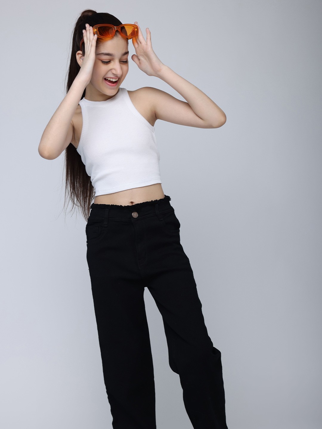 

BAESD Solid Organic Cotton Halter Neck Crop Top, White