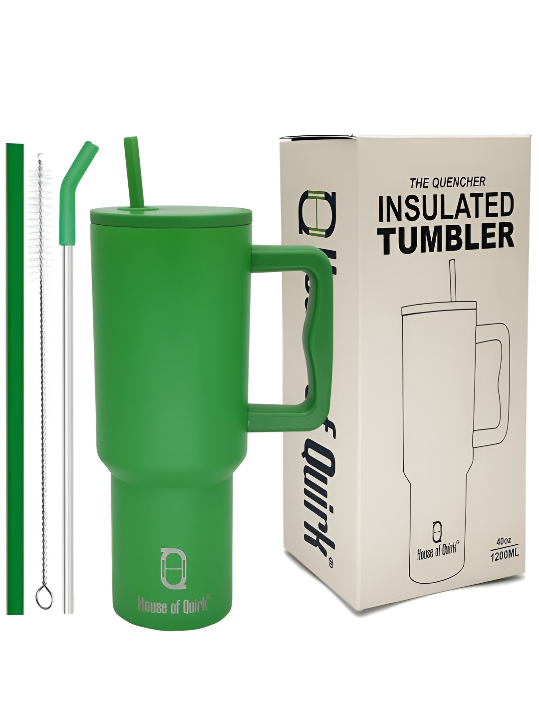 

HOUSE OF QUIRK Green Double Wall Vacuum Stainless Steel Sipper Water Bottle 1.2 L