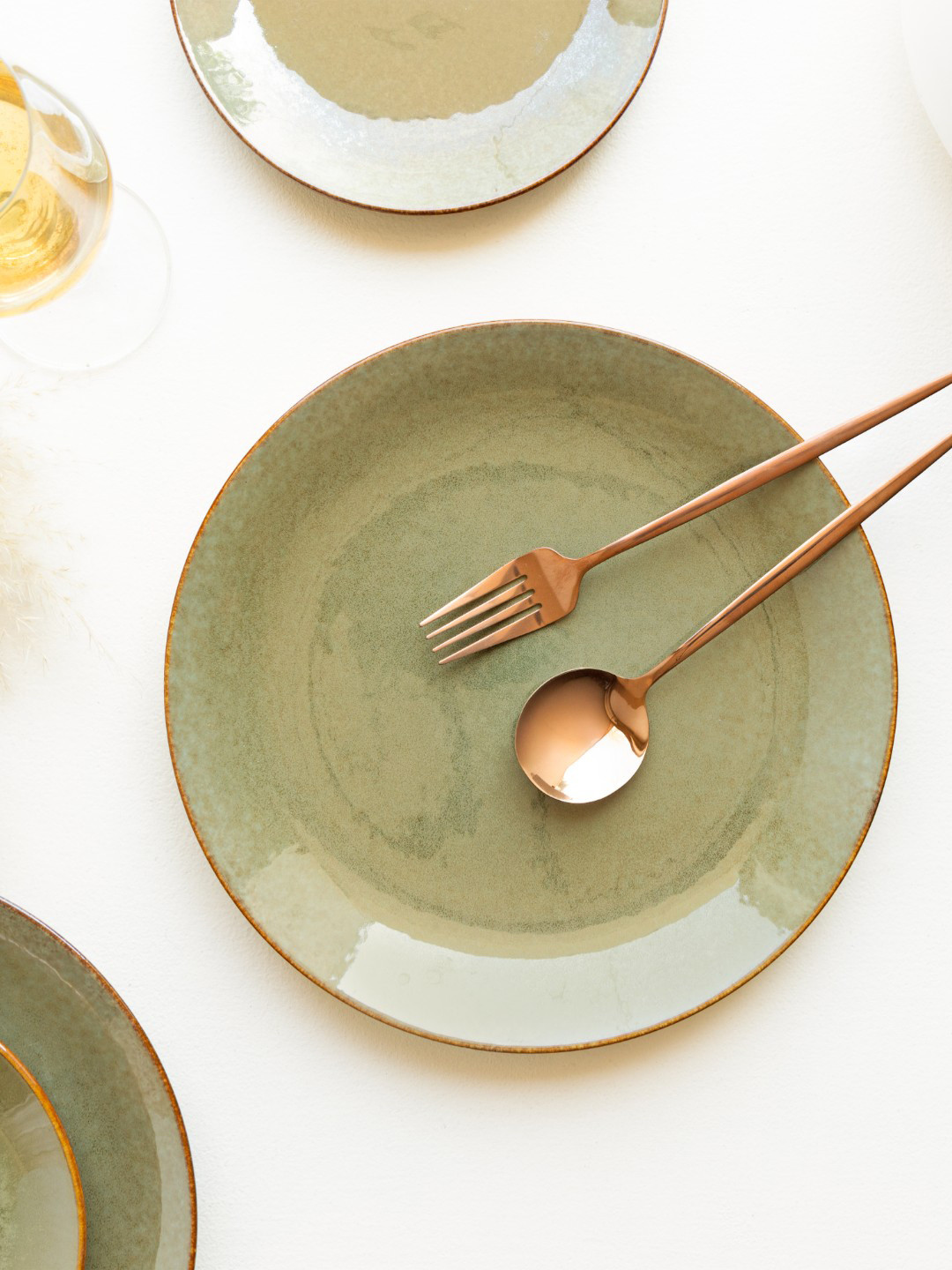 

Claymistry Forest Finesse Olive Green & Brown Ceramic Dinner Plate