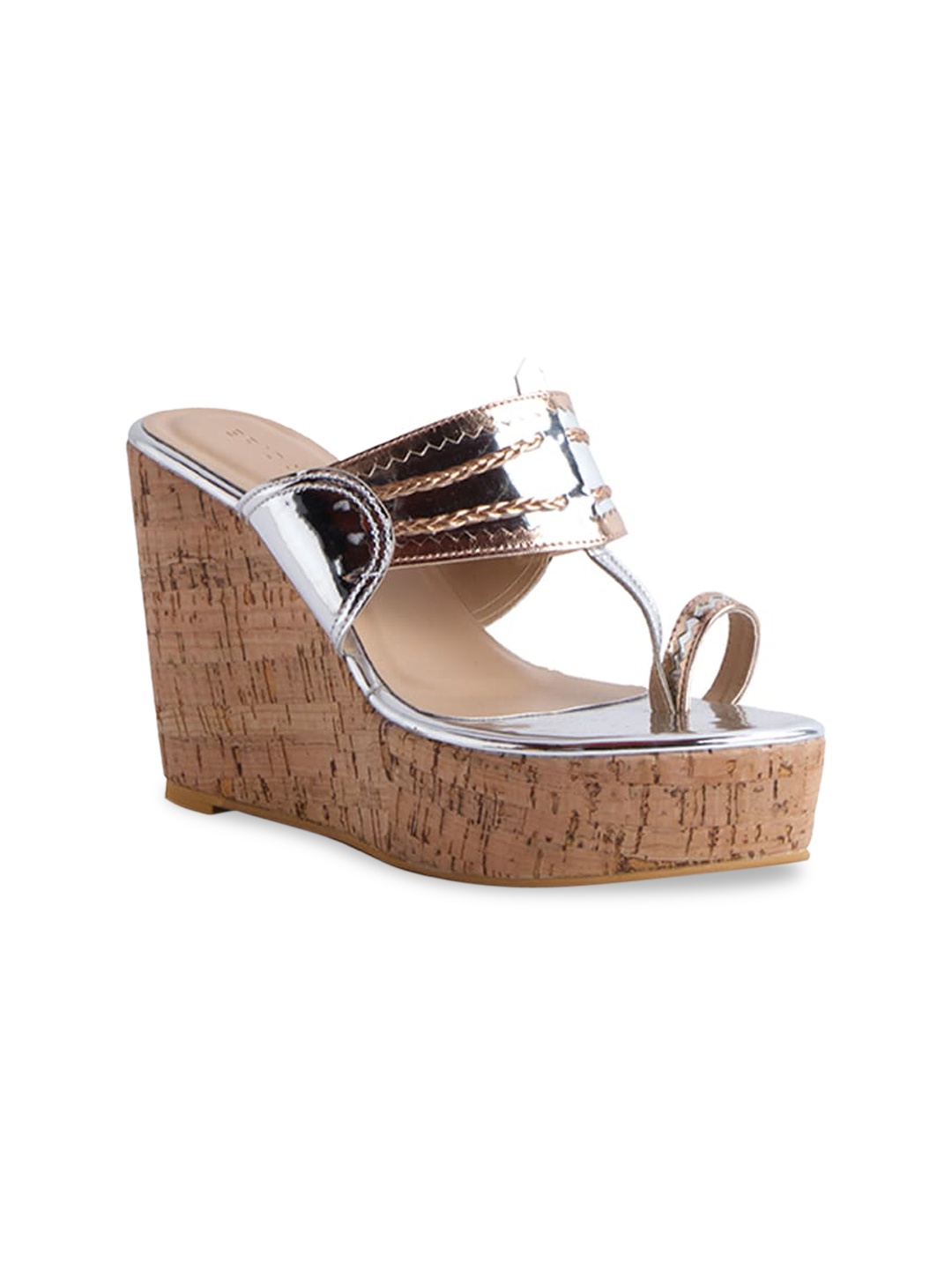 

ERIDANI Rosa Kolhapuri Wedge Heel Sandal, Silver