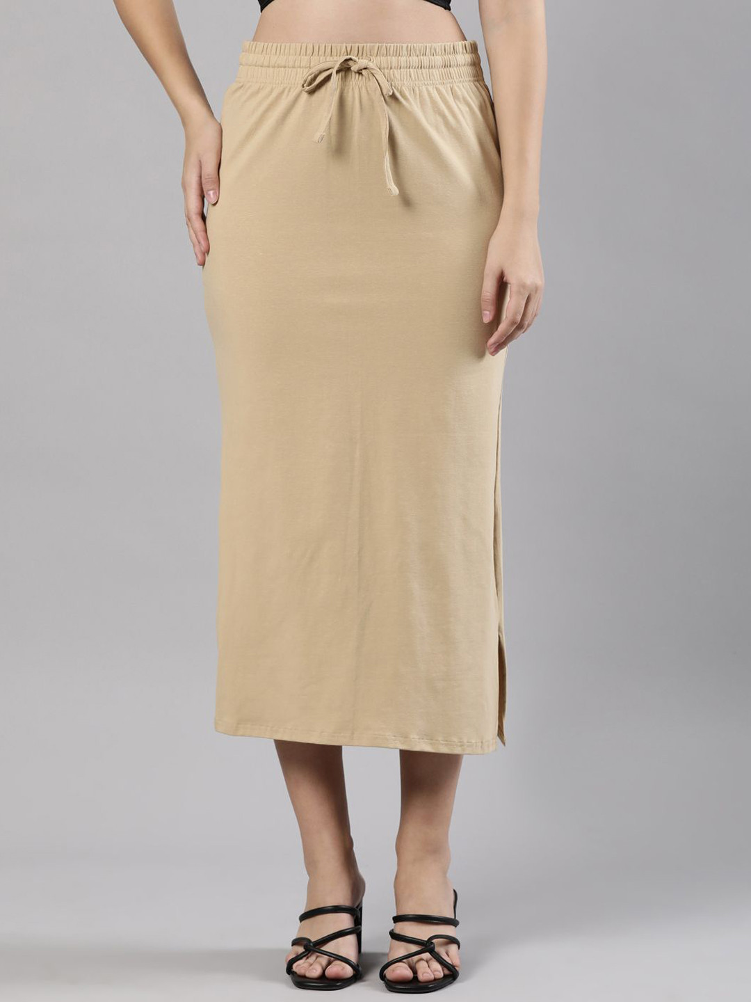 

Femmora Side Slit Adjustable String Saree Shapewear, Beige
