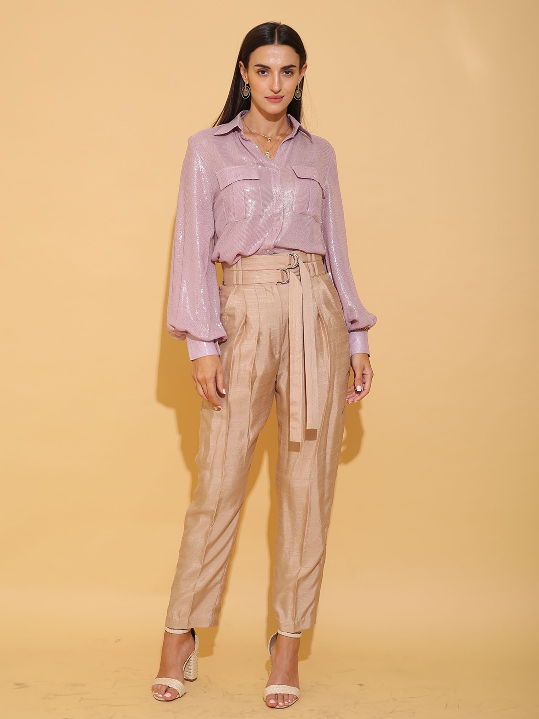 

TORQADORN Women Semi Sheer Party Shirt, Lavender
