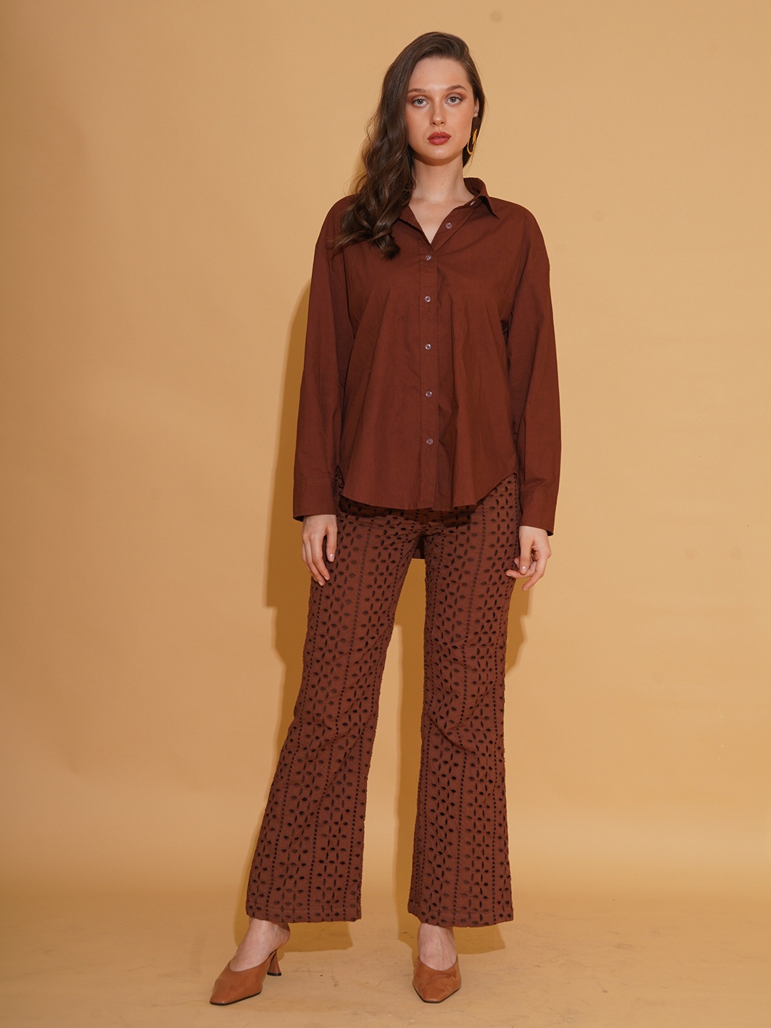 

TORQADORN Women Opaque Semiformal Shirt, Rust