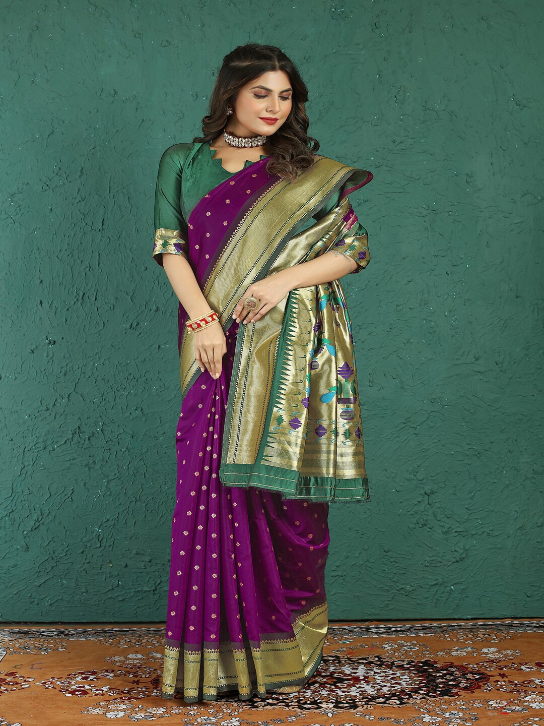 

SGF11 Woven Design Heavy Zari Work Kanjeevaram Silk Saree, Purple