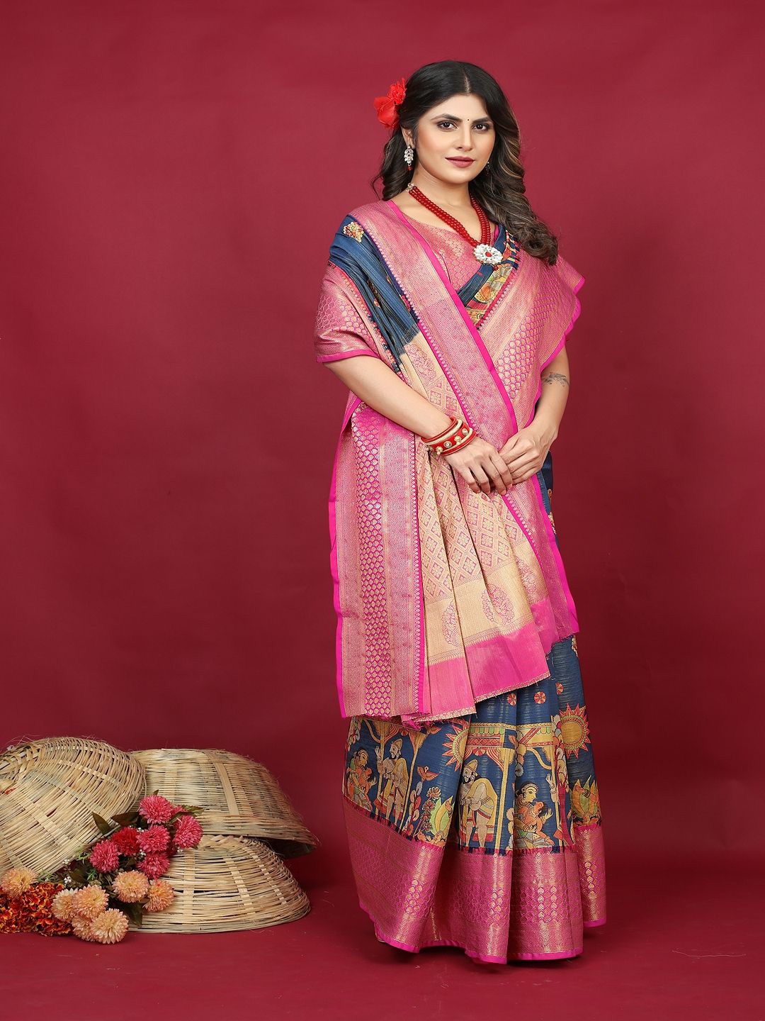

SGF11 Woven Design Zari Kanjeevaram Saree, Blue