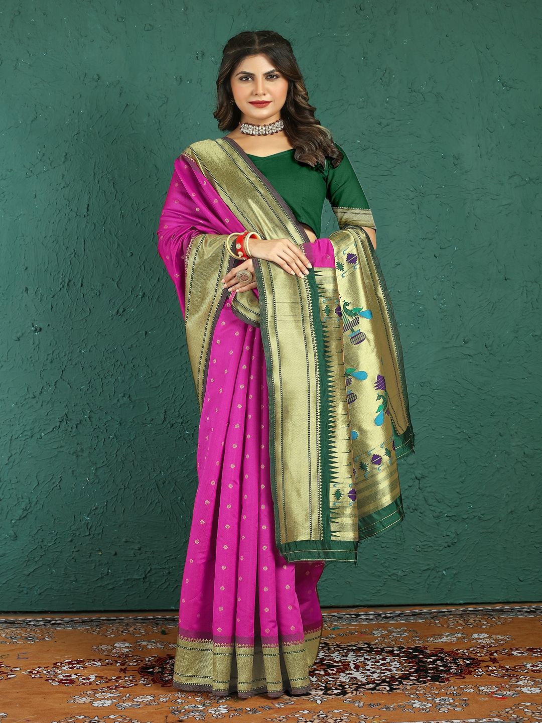 

SGF11 Woven Design Heavy Zari Work Kanjeevaram Silk Saree, Pink