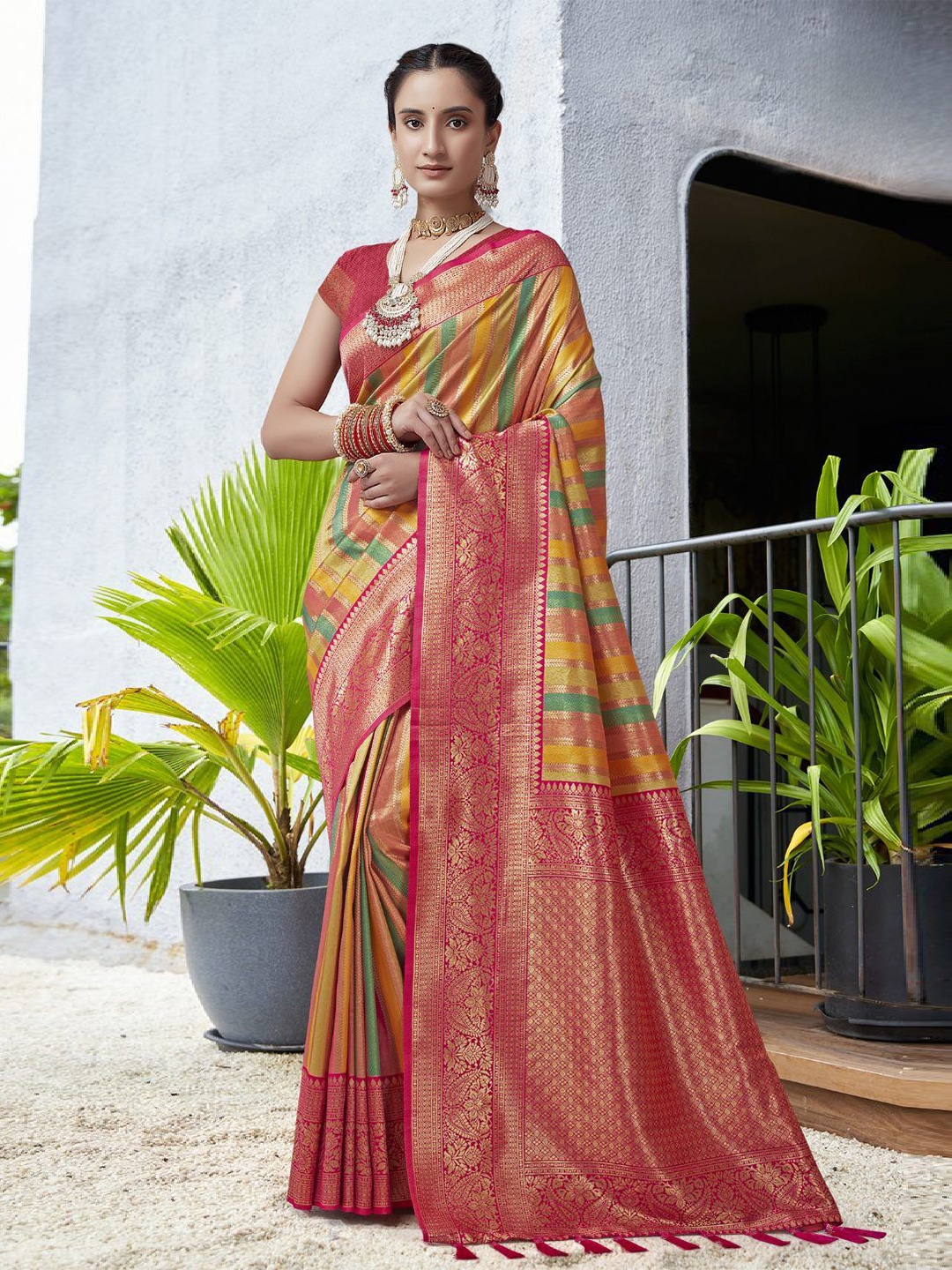 

MySilkLove Woven Design Zari Kanjeevaram Saree, Yellow