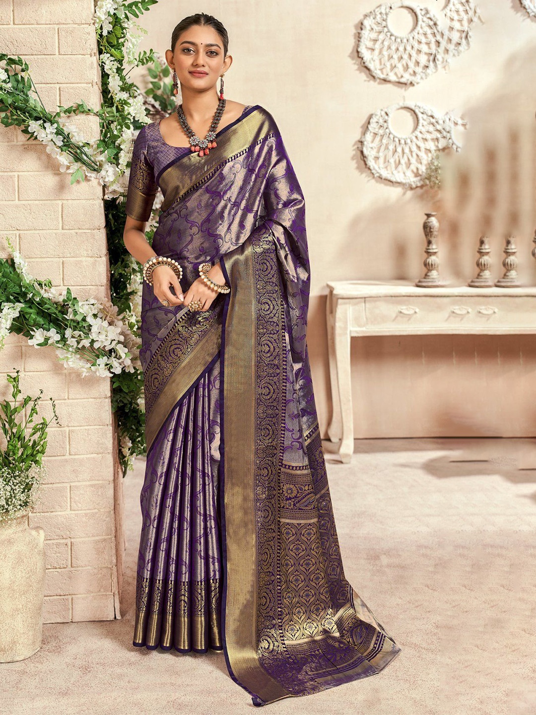 

MySilkLove Zari Woven Design Kanjeevaram Saree, Purple