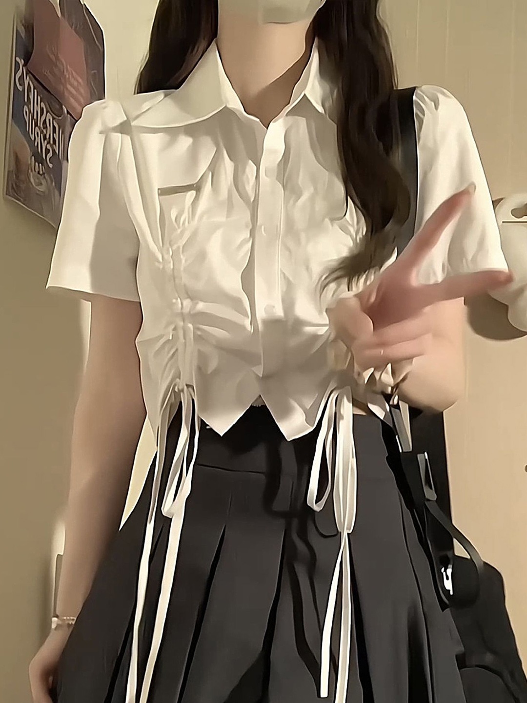 

LULU & SKY Solid Shirt Style Top, White