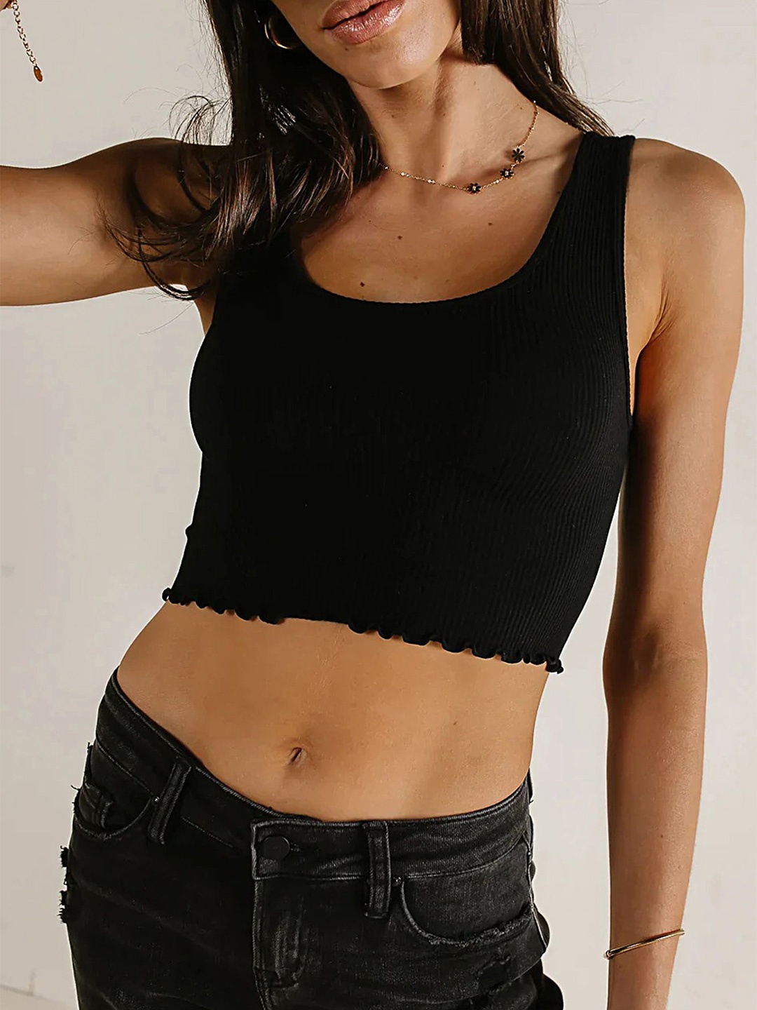 

LULU & SKY Solid Bralette Crop Top, Black