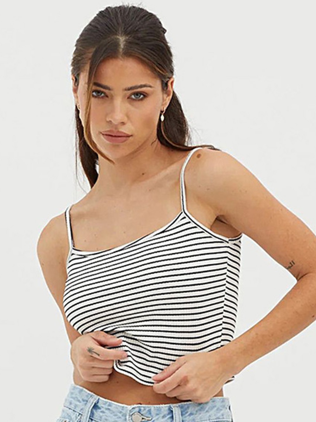 

LULU & SKY Striped Crop Sleeveless Top, White