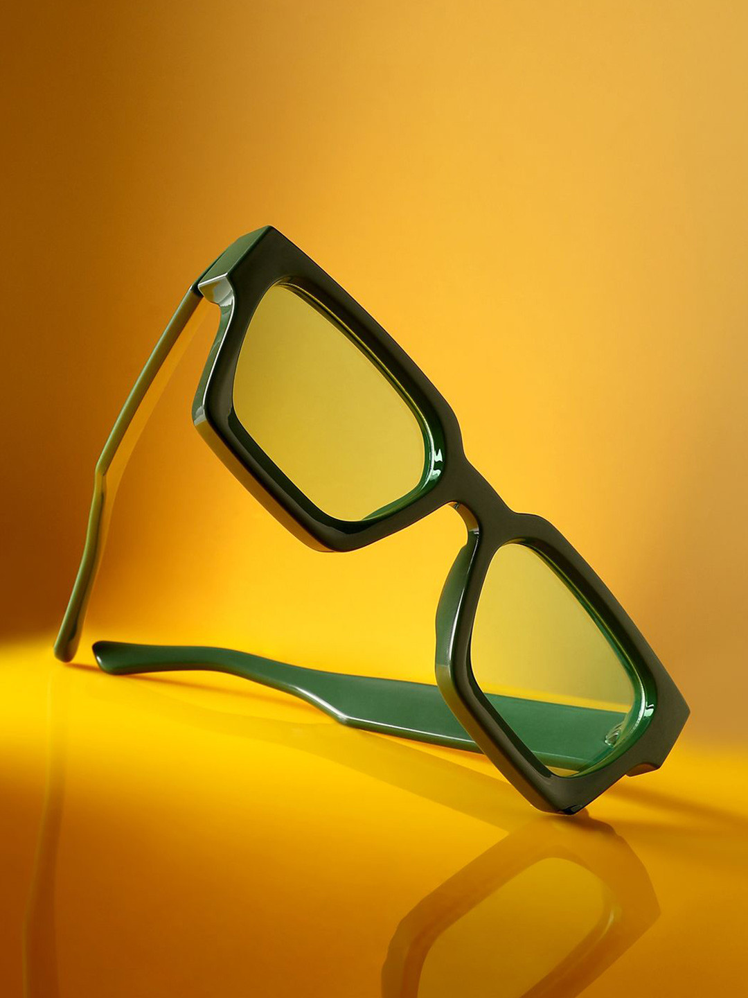 

French Accent Men Chunky Square Sunglasses with Polarised Lens FA24_HSSG2590, Green