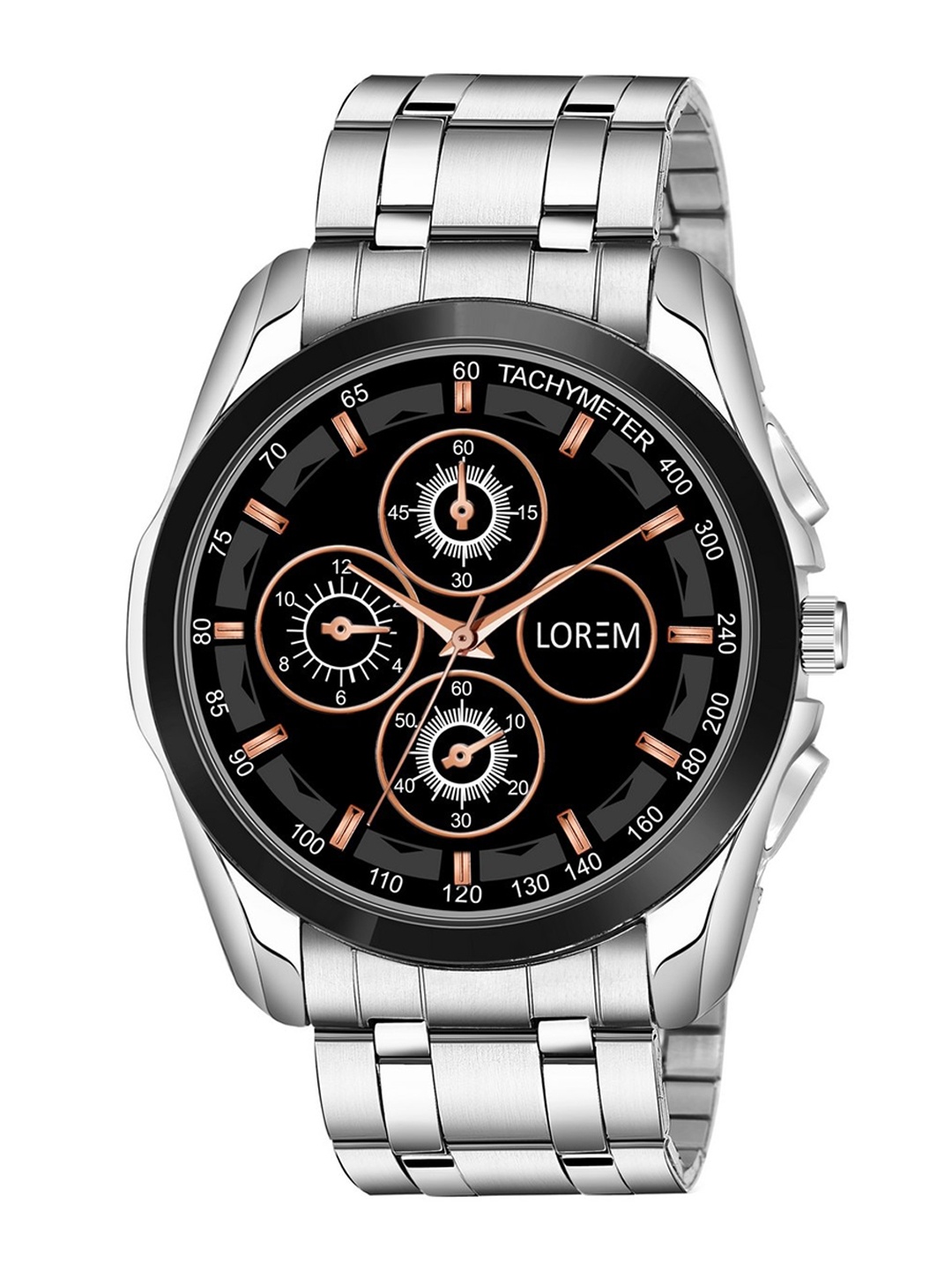 

LOREM Men Dial & Stainless Steel Bracelet Style Straps Analogue Watch LR114-A, Black