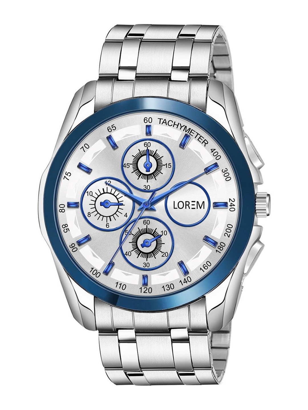 

LOREM Men Embellished Dial & Stainless Steel Bracelet Style Straps Analogue Watch-LR117-A, Blue