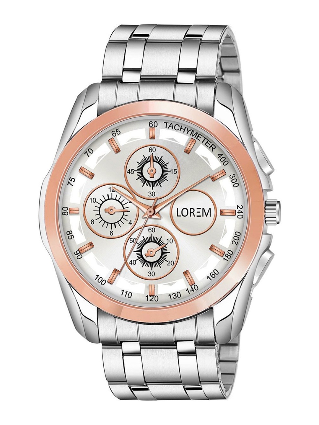 

LOREM Men Embellished Dial & Stainless Steel Bracelet Style Straps Analogue Watch-LR115-A, Rose gold