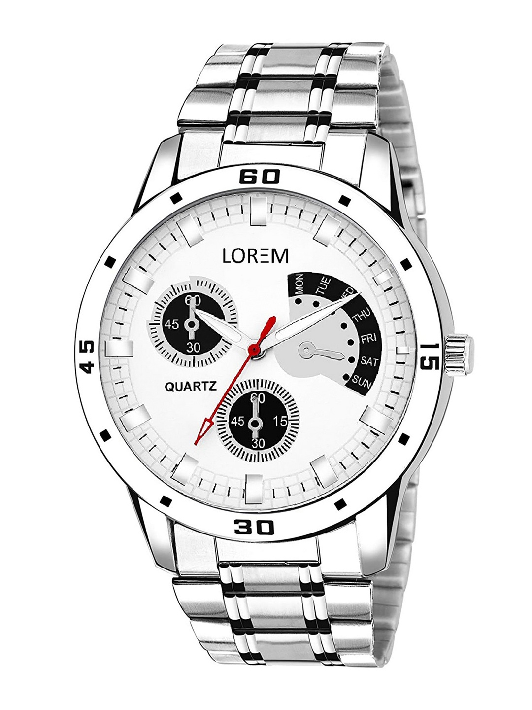 

LOREM Men Dial & Stainless Steel Bracelet Style Straps Analogue Watch LR101-A, Silver