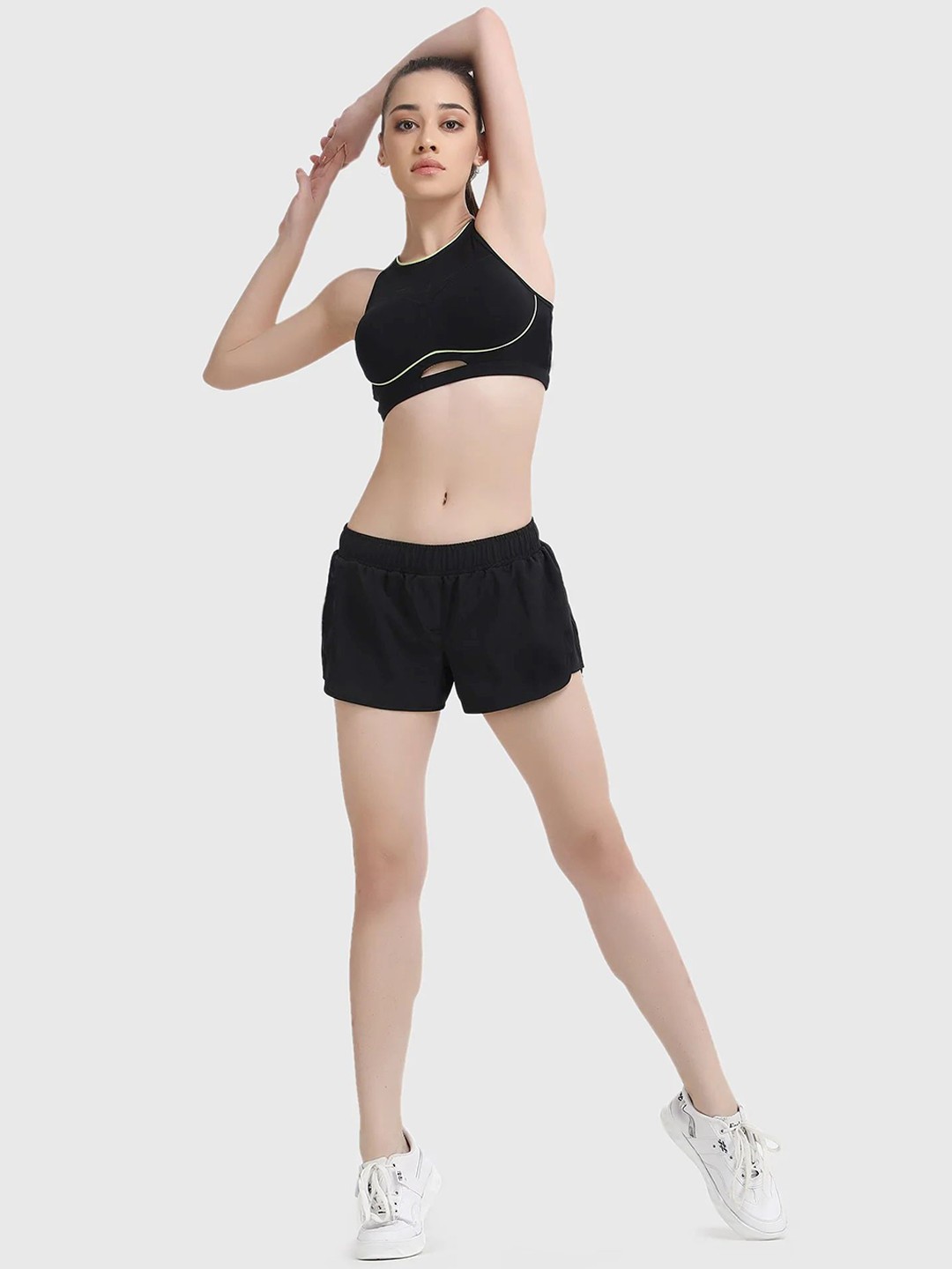 

Raxedo Women Relaxed Fit High-Rise Sports Shorts, Black