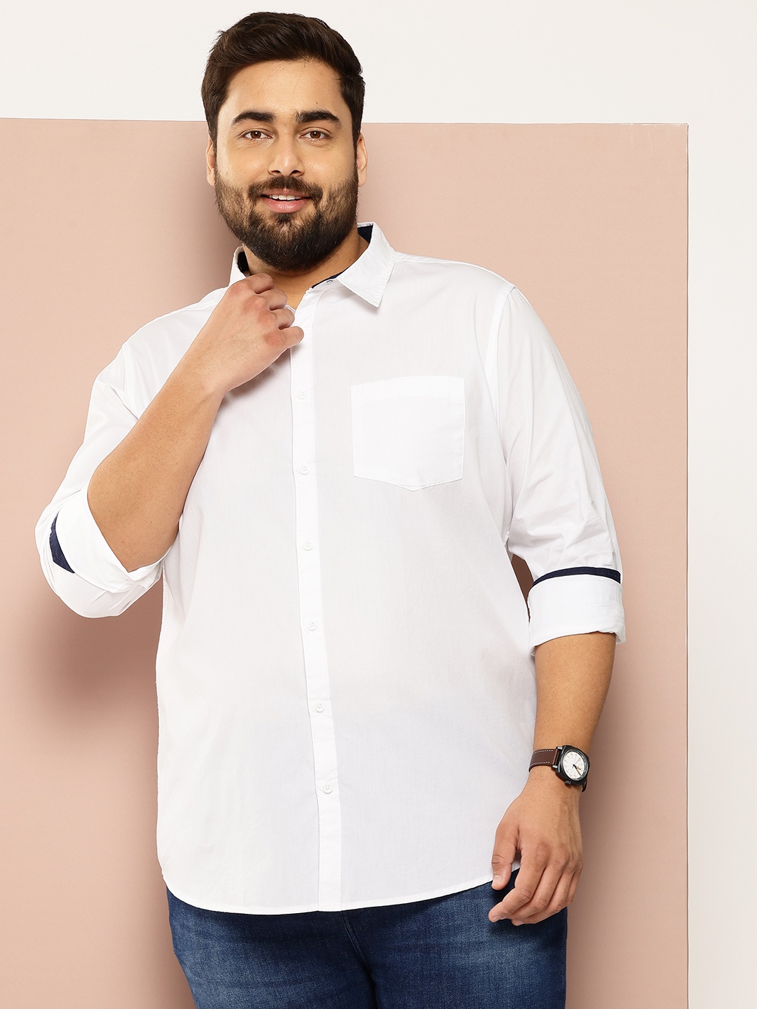 

Sztori Men Plus Size Casual Shirt, White