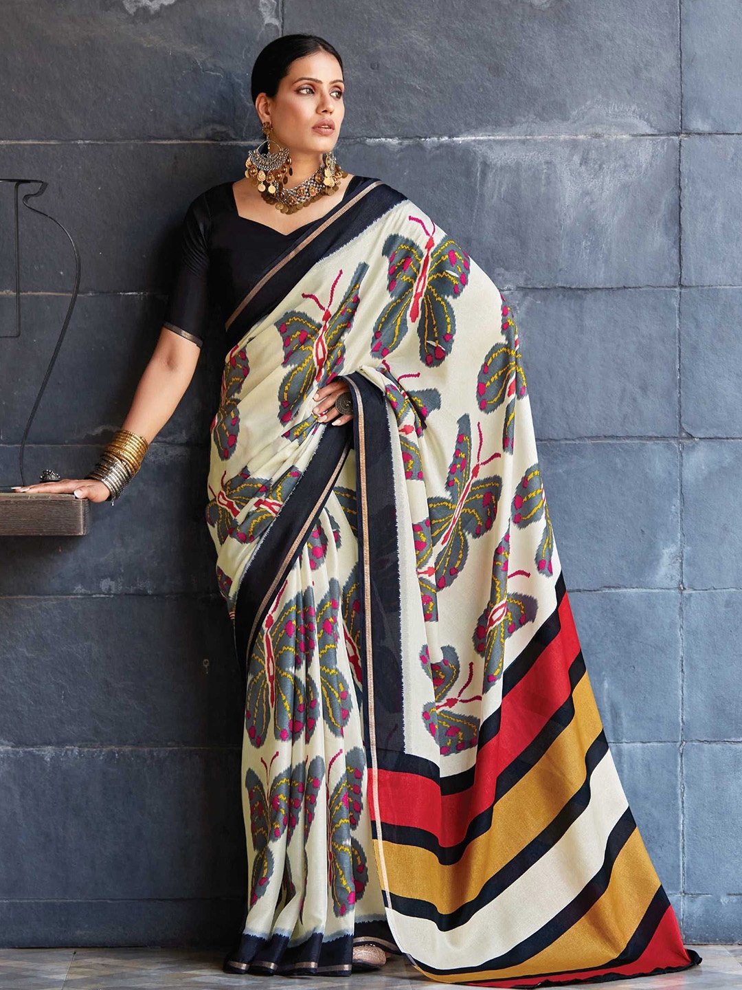 

Panzora Tussar Saree, Cream